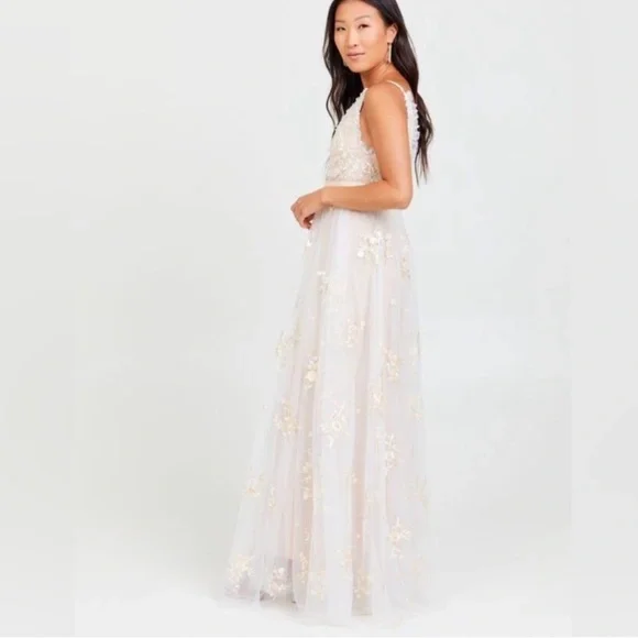 Altar'd State Alora Ivory Floral Embroidered V-Neck A-Line Dress - Picture 5 of 5